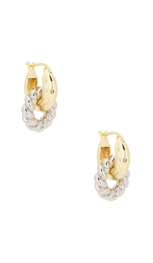 Luv AJ The Two Tone Rope Interlocked Hoops in Metallic Gold by LUV AJ