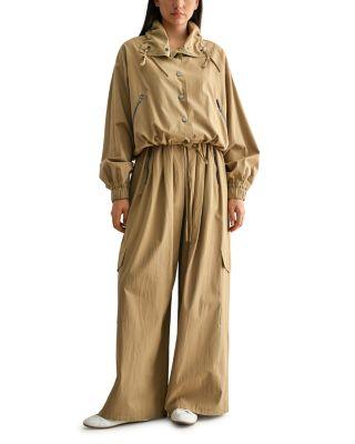 Collared Button Up Shacket & Front Zip Flap Patch Pocket Pants by LUVEE