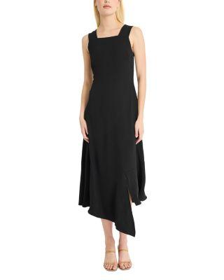 Square Neck Asymmetrical Maxi Dress by LUXELY
