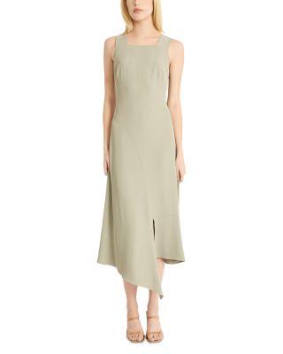Square Neck Asymmetrical Maxi Dress by LUXELY