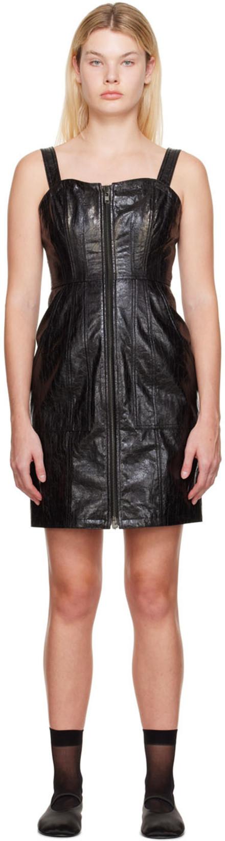 Black Faux-Leather Minidress by LVIR