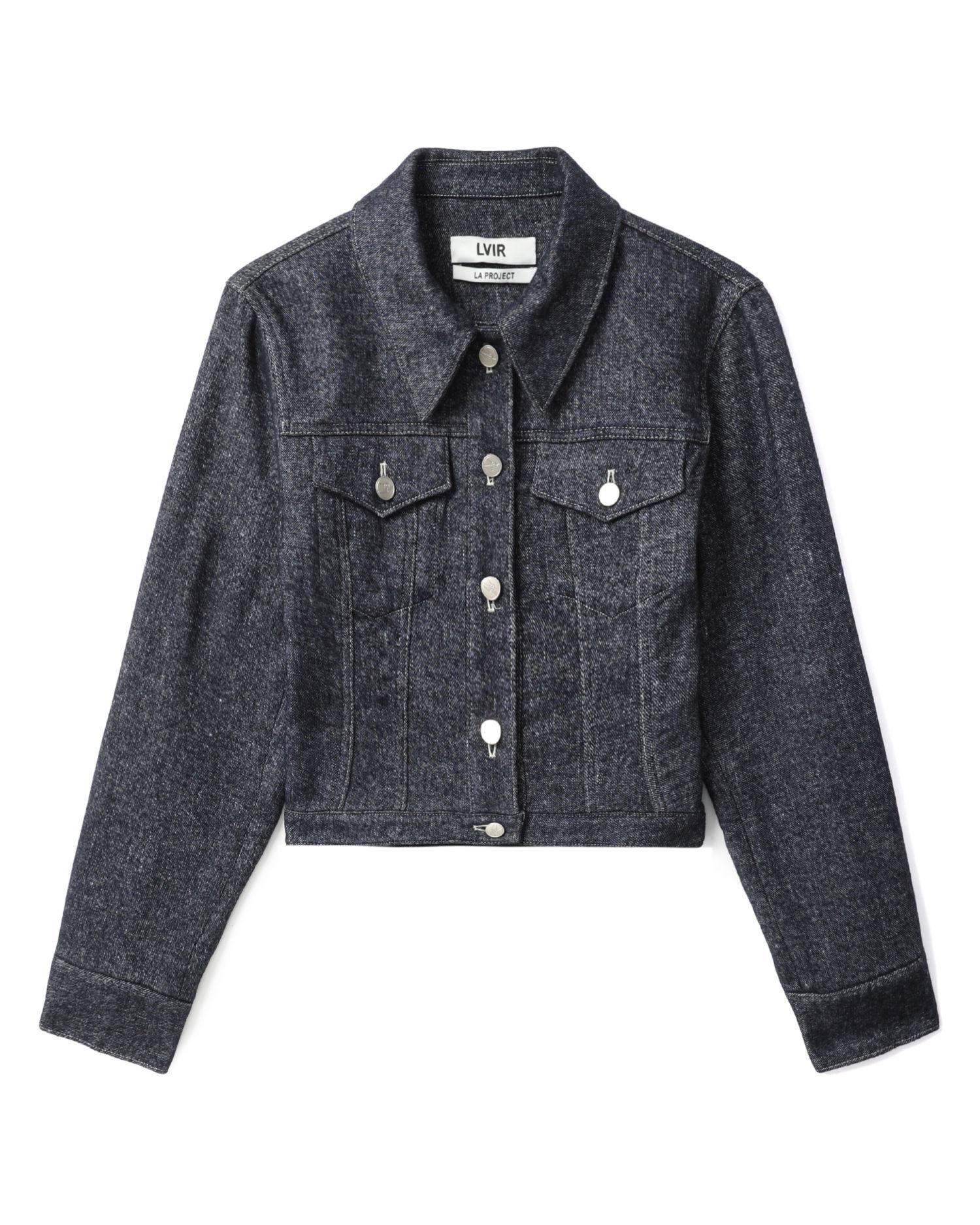Wool stitch curved-hem jacket by LVIR
