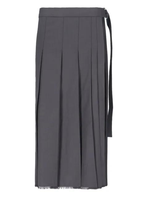 pleated fringed midi skirt by LVIR
