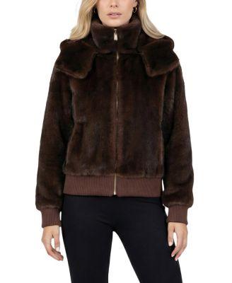 Faux Fur Mink Hooded Jacket with Knitted Cuffs & Bottom by LYLA GRANT