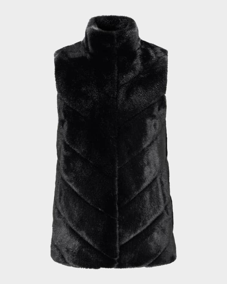 Fur-Free Chevron Faux Mink Vest by LYLA GRANT