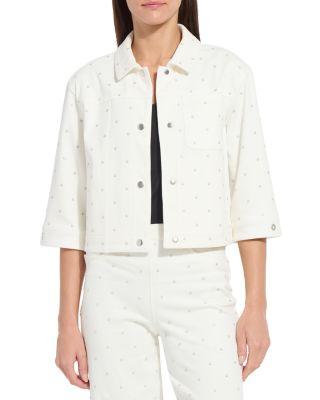 Audrey Pearled Embellished Denim Jacket by LYSSE