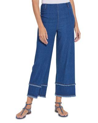 Fringe High Rise Wide Leg Jeans in Mid Wash by LYSSE