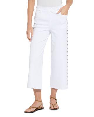 Willa Scallop Studded High Rise Crop Jeans in White by LYSSE