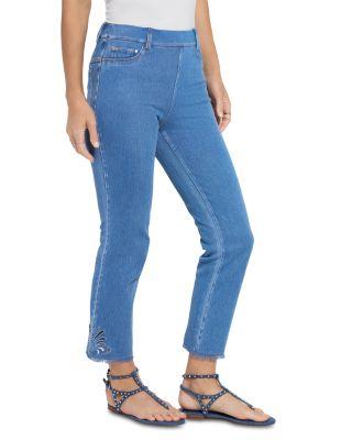 Yori Eyelet Straight Denim Leggings by LYSSE