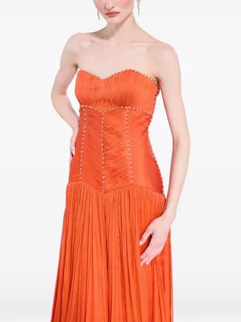 Aurore bead-embellished pleated gown by M.MARQUISE