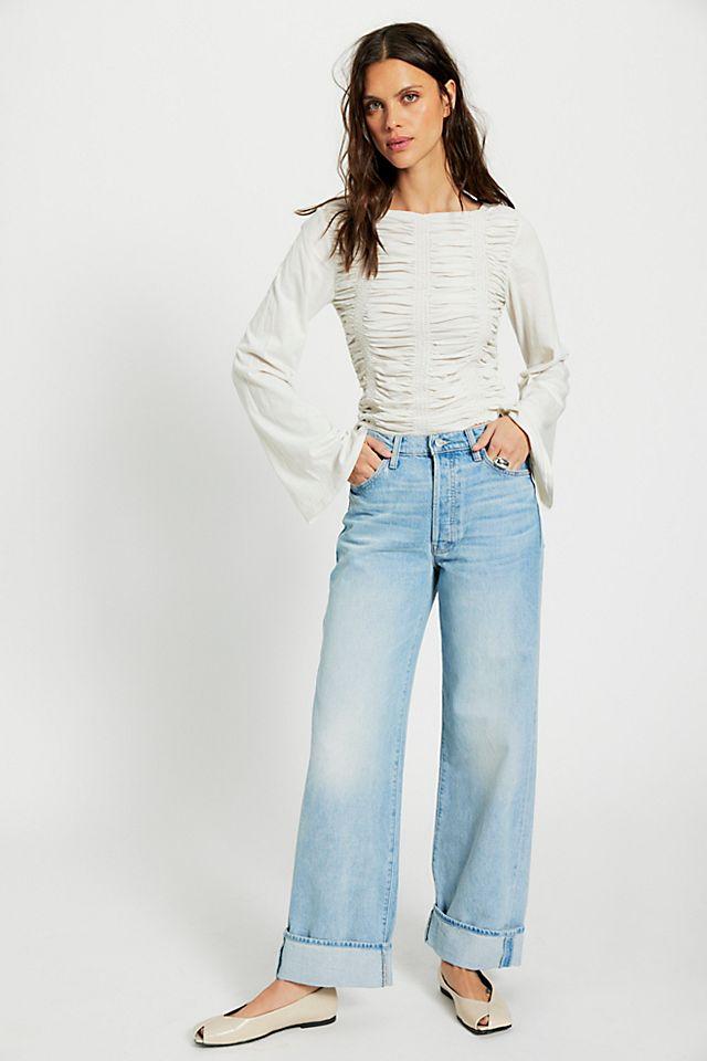 MOTHER The Dodger Button Hover Cuff Jeans by M OT HE R | FREE PEOPLE
