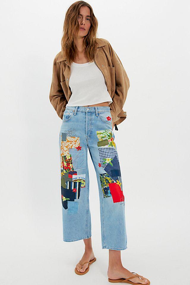 MOTHER The High-Waisted Spinner Flood Printed Jeans by M OT HE R | FREE PEOPLE