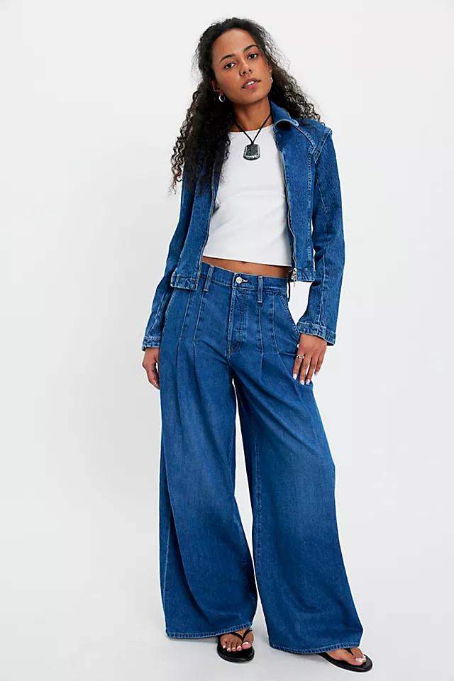 MOTHER The Pleaty Pouty Skimp Wide-Leg Jeans by M OT HE R | FREE PEOPLE