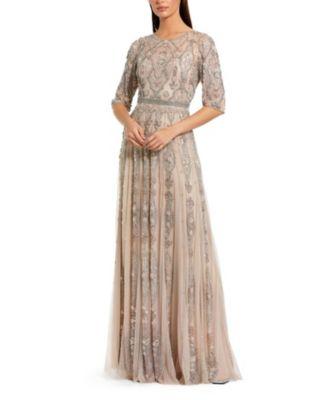 3/4 Sleeve Embellished A-line Gown by MAC DUGGAL