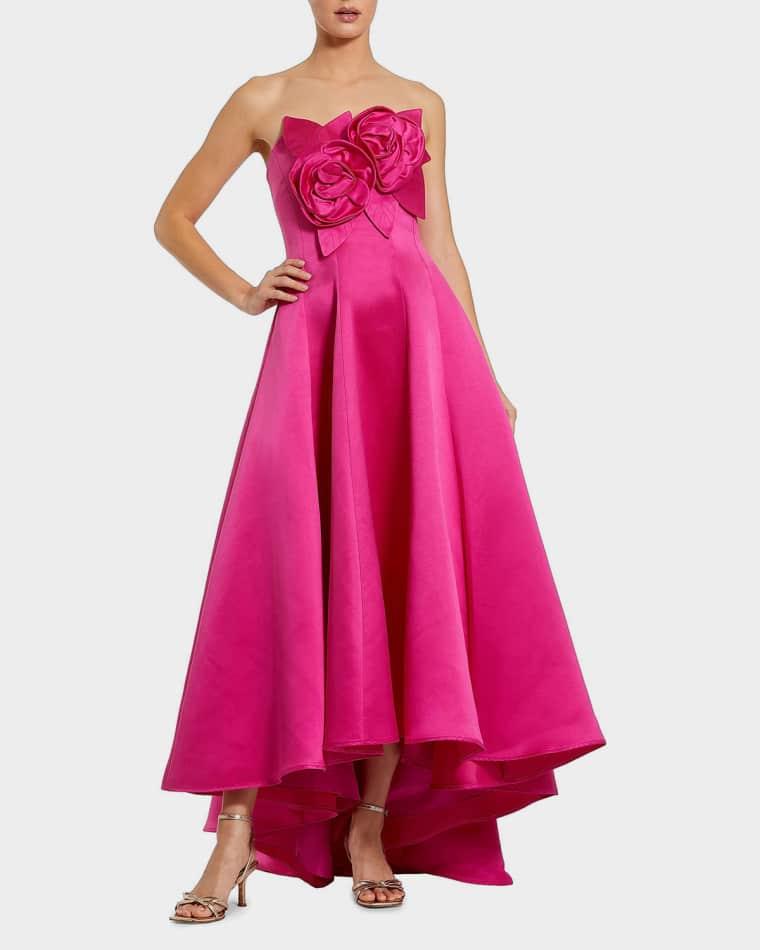 3D Floral Appliqué Satin A-Line Gown by MAC DUGGAL