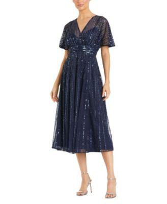 A Line Embellished Short Sleeve Dress by MAC DUGGAL