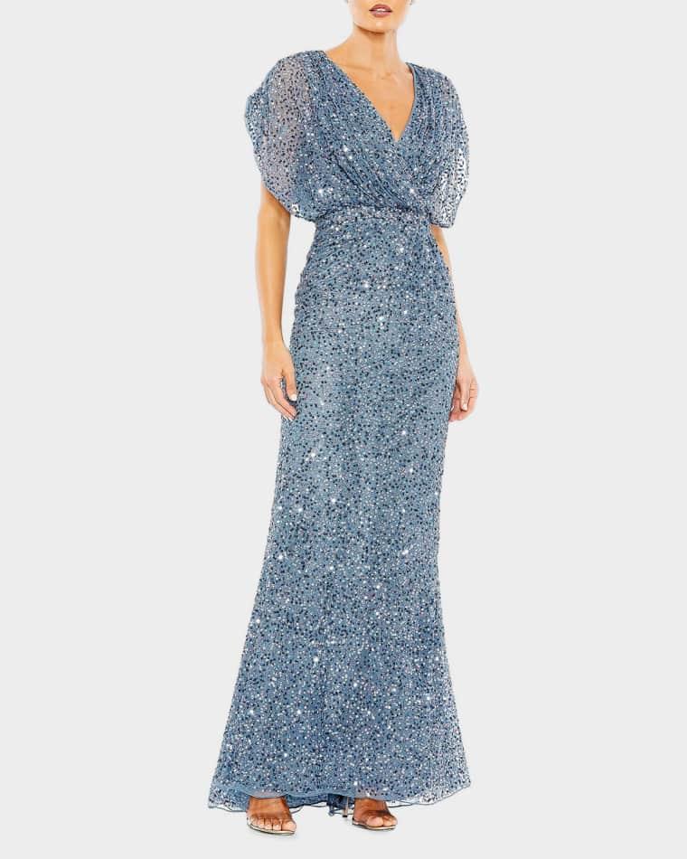 Bead & Sequin Blouson A-Line Gown by MAC DUGGAL