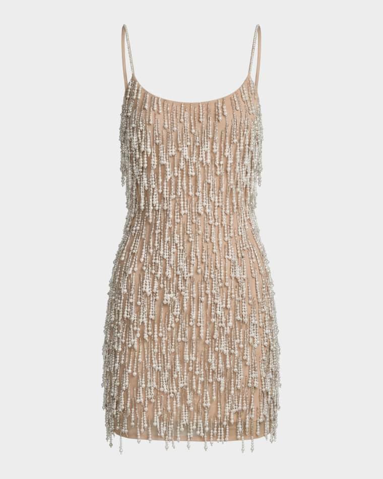 Beaded Fringe Bodycon Mini Dress by MAC DUGGAL