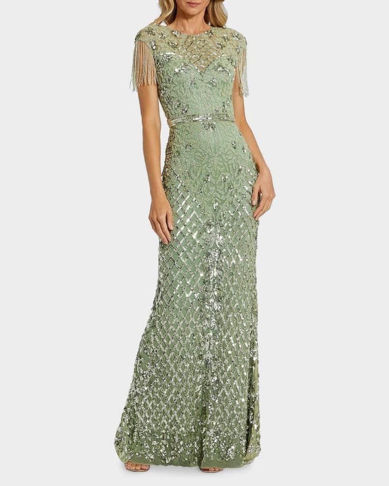 Beaded Fringe Gown by MAC DUGGAL