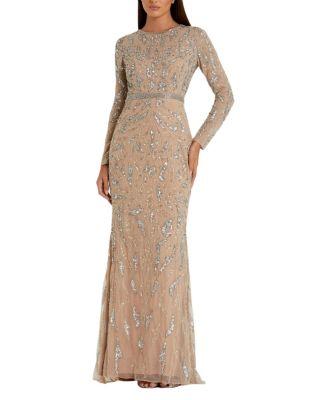 Beaded Long Sleeve Evening Gown by MAC DUGGAL
