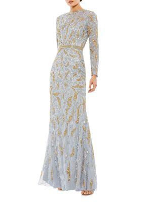 Beaded Long Sleeve Evening Gown by MAC DUGGAL