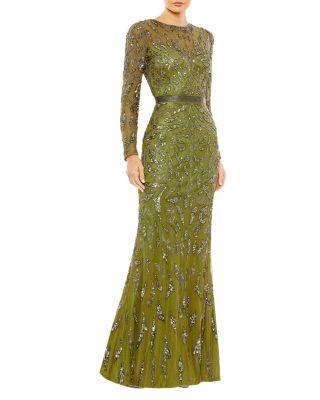 Beaded Long Sleeve Evening Gown by MAC DUGGAL