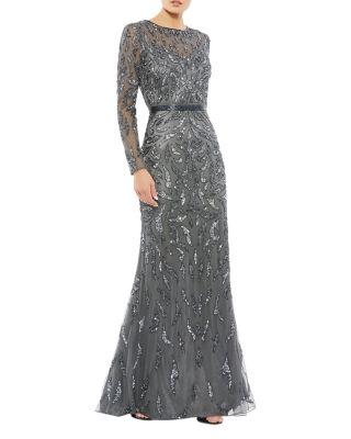 Beaded Long Sleeve Evening Gown by MAC DUGGAL