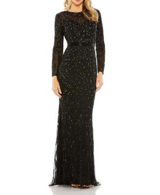 Beaded Long Sleeve Evening Gown by MAC DUGGAL