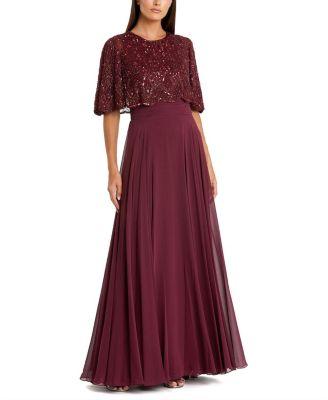 Beaded Overlay A-Line Gown by MAC DUGGAL