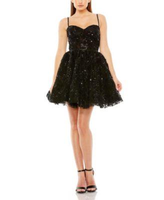 Beaded Strap Bustier Sequin Detail Mini Dress by MAC DUGGAL