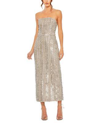 Beaded Strapless Column Gown by MAC DUGGAL