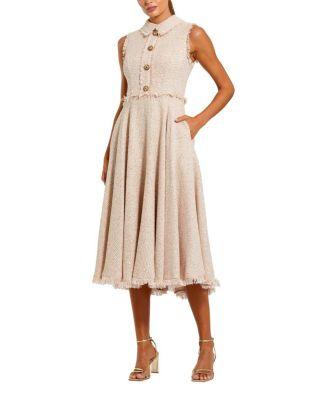 Boucle Sleeveless Collared Button Up Midi Dress by MAC DUGGAL