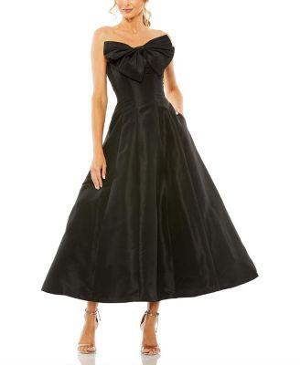 Bow Detailed Strapless Ballgown by MAC DUGGAL