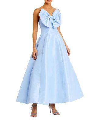 Bow Detailed Strapless Ballgown by MAC DUGGAL