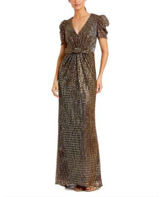 Bow Waist Metallic Gown by MAC DUGGAL