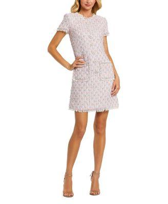 Cap Sleeve Floral Button Detail Shift Dress by MAC DUGGAL