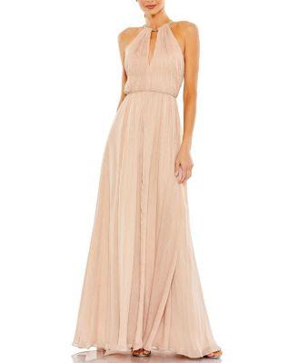 Chain Trim Keyhole Halter Neck A Line Gown by MAC DUGGAL