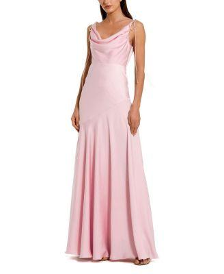 Charmeuse Cowl Gown with Thin Bow Straps by MAC DUGGAL