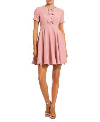 Crepe A Line Mini Dress with Rhinestone Beading by MAC DUGGAL