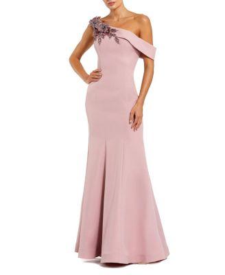 Crepe Floral Beaded Off The Shoulder Mermaid Gown by MAC DUGGAL
