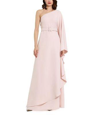 Crepe One Sleeve Belted Kaftan Dress by MAC DUGGAL
