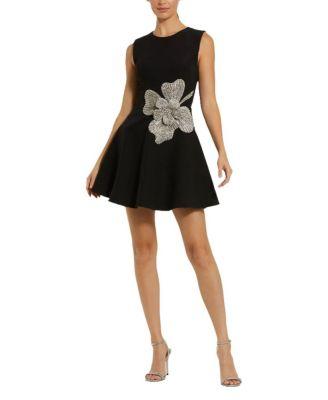 Crepe Sleeveless Mini Dress with Rhinestone Flower by MAC DUGGAL