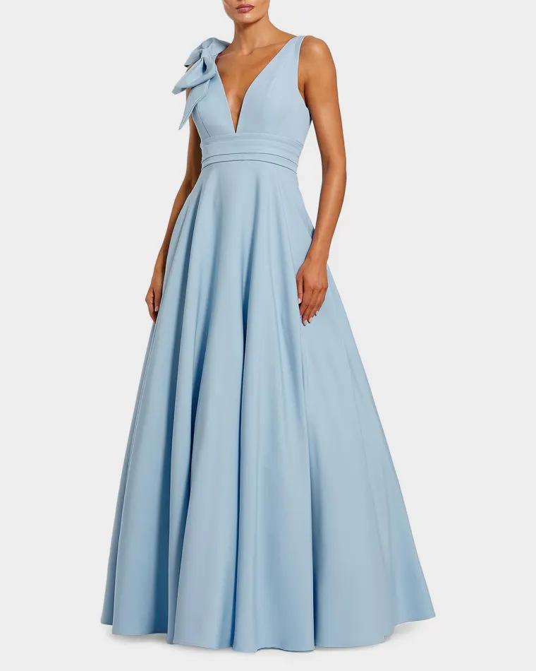 Crepe Sleeveless V-Neck Gown by MAC DUGGAL