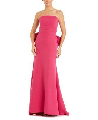 Crepe Strapless Gown With Oversized Bow by MAC DUGGAL