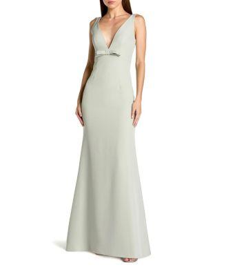 Crepe V-Neck Mermaid Gown with Bow - Petite by MAC DUGGAL