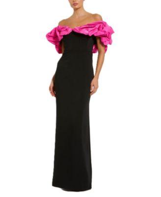 Crepe & Faille Off The Shoulder Gown by MAC DUGGAL