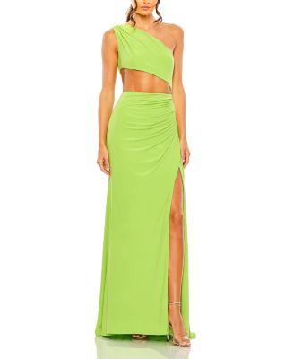 Cut Out One Shoulder Ruched Back Gown by MAC DUGGAL