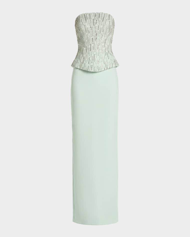 Embellished Corset Strapless Column Gown by MAC DUGGAL