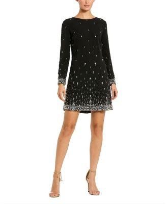 Embellished Crepe Long Sleeve Mini Dress by MAC DUGGAL