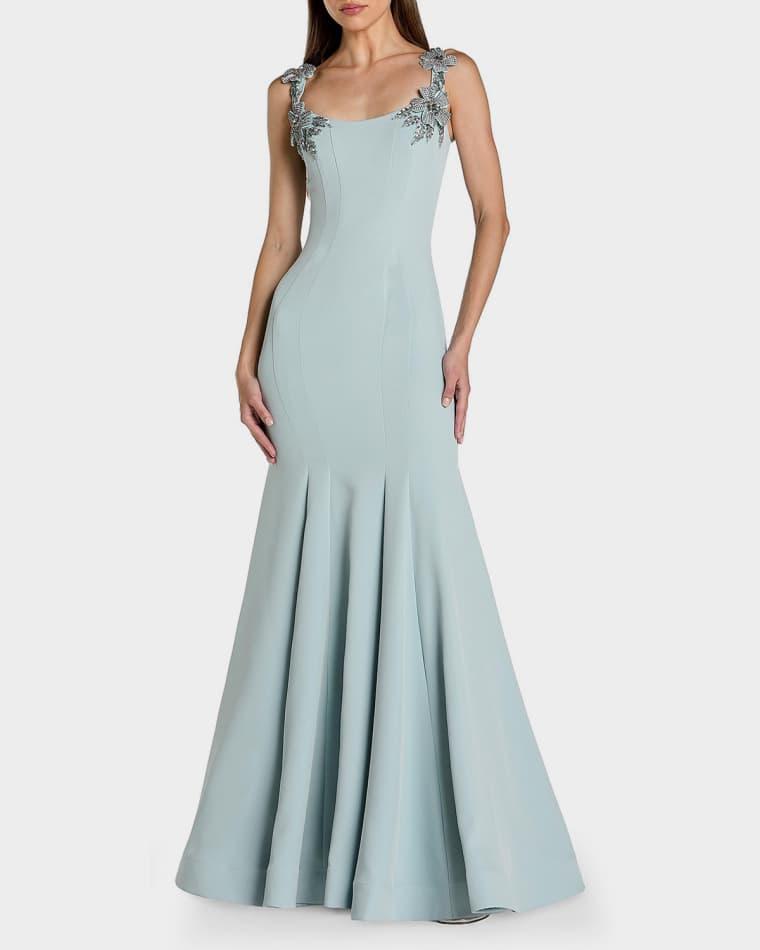 Embellished Crepe Mermaid Gown by MAC DUGGAL